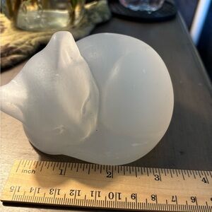 Selinite Carved sleeping Kitty Cat Figurine